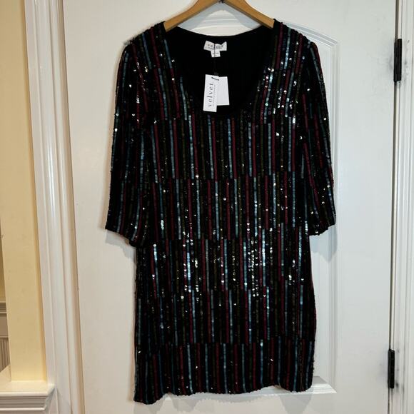 Anthropologie Velvet By Graham  Elisa Retro Sequin Drape Dress Size‎ Small - Picture 6 of 14